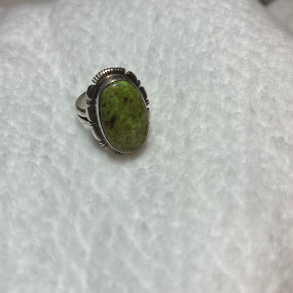 Gaspeite and Silver ring